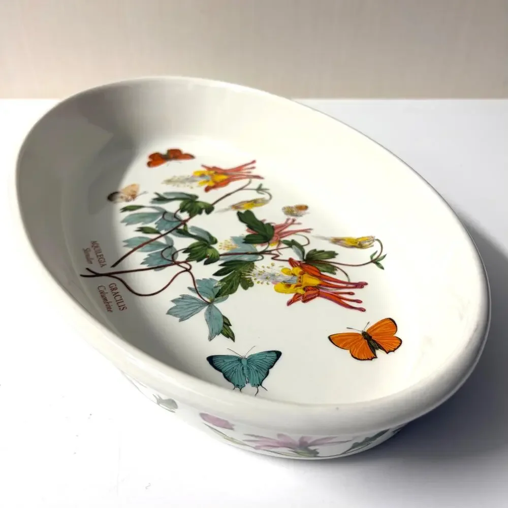 Portmeirion Botanic Garden Oval Baking Dish Aquilegia Slender Gracilis Columbine